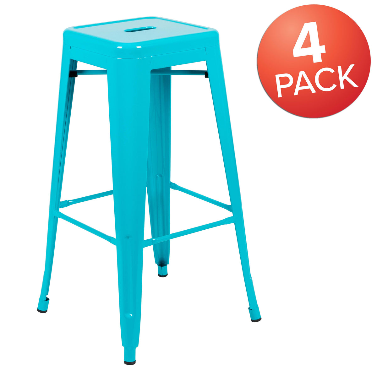 Teal |#| 4 Pack 30inch High Metal Indoor Bar Stool - Stackable Stool, Teal