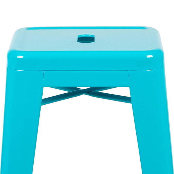 Teal |#| 4 Pack 30inch High Metal Indoor Bar Stool - Stackable Stool, Teal