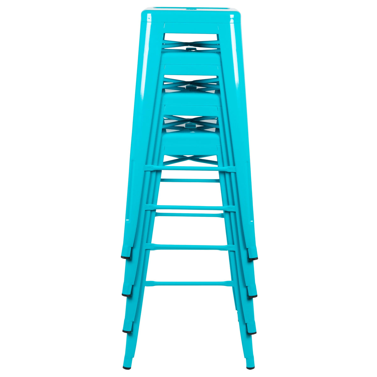 Teal |#| 4 Pack 30inch High Metal Indoor Bar Stool - Stackable Stool, Teal