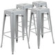 Silver |#| 4 Pack 30inch High Metal Indoor Bar Stool - Stackable Stool, Silver