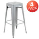 Silver |#| 4 Pack 30inch High Metal Indoor Bar Stool - Stackable Stool, Silver