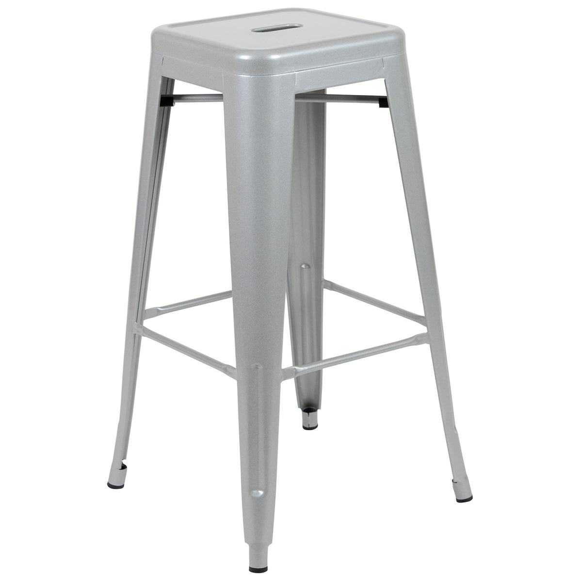 Silver |#| 4 Pack 30inch High Metal Indoor Bar Stool - Stackable Stool, Silver