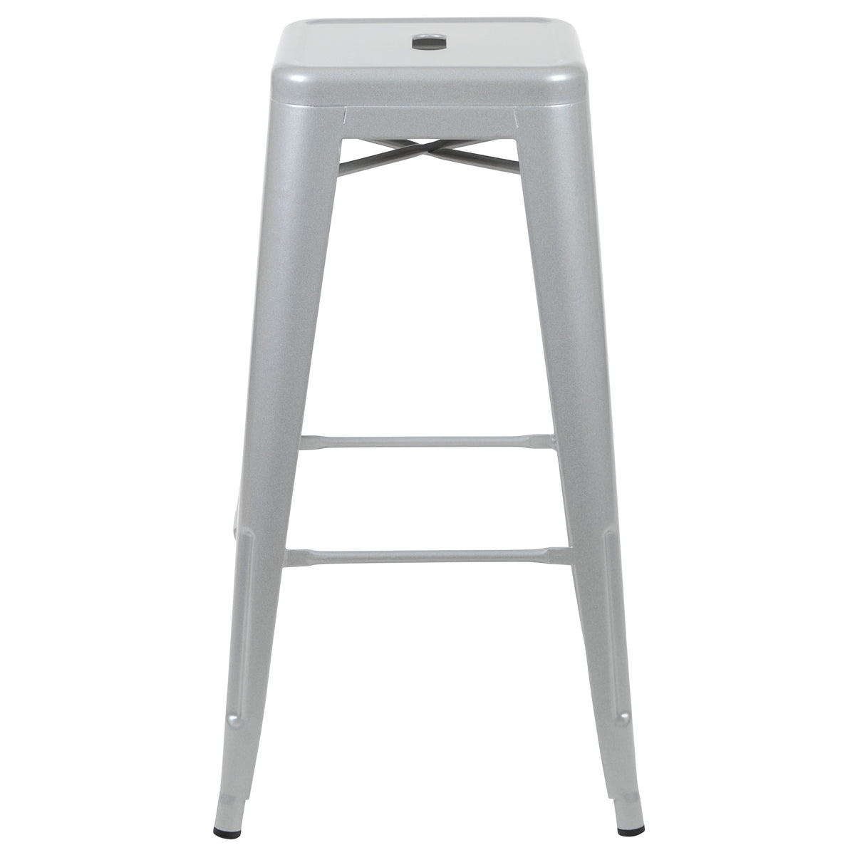 Silver |#| 4 Pack 30inch High Metal Indoor Bar Stool - Stackable Stool, Silver