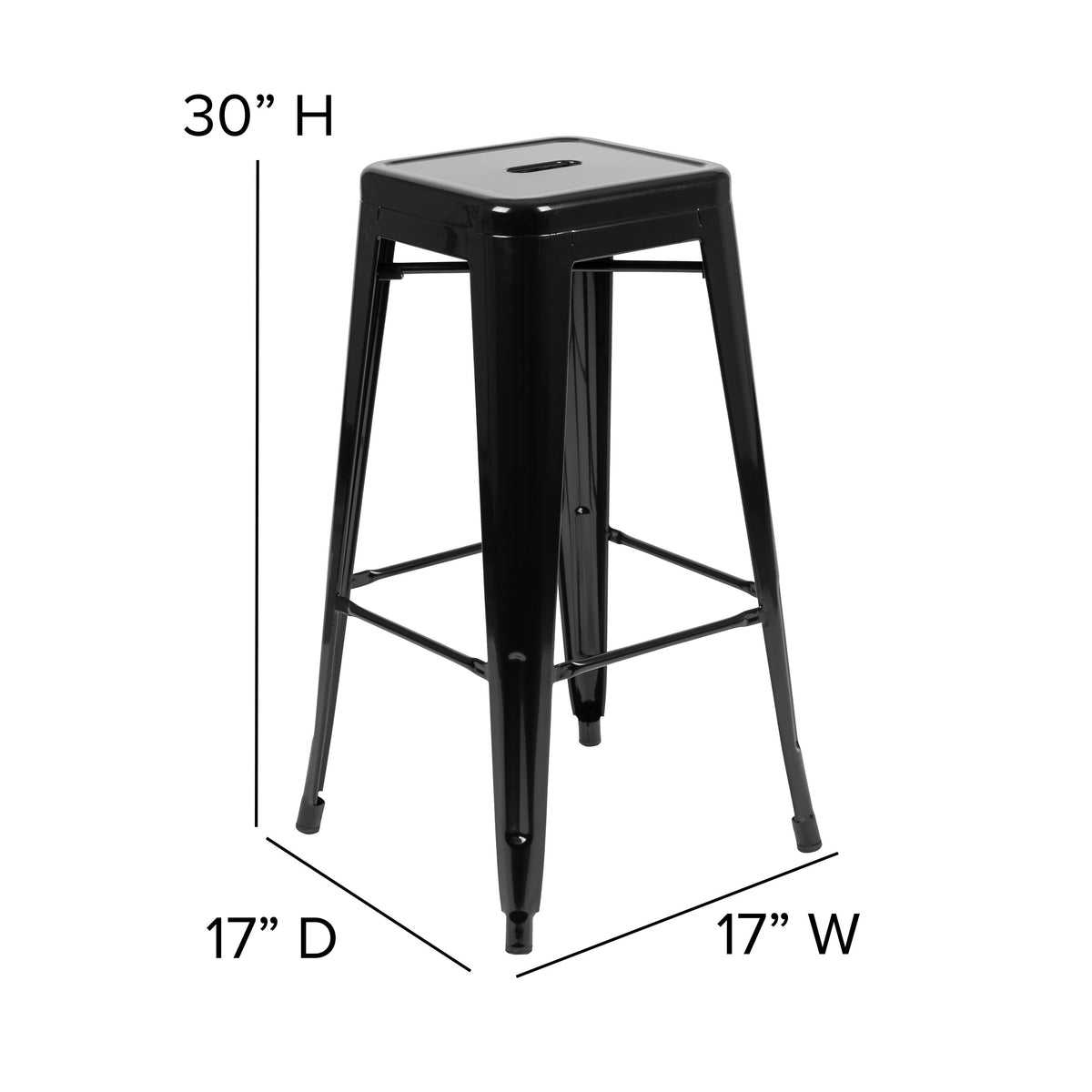 Black |#| 4 Pack 30inch High Metal Indoor Bar Stool - Stackable Stool, Black