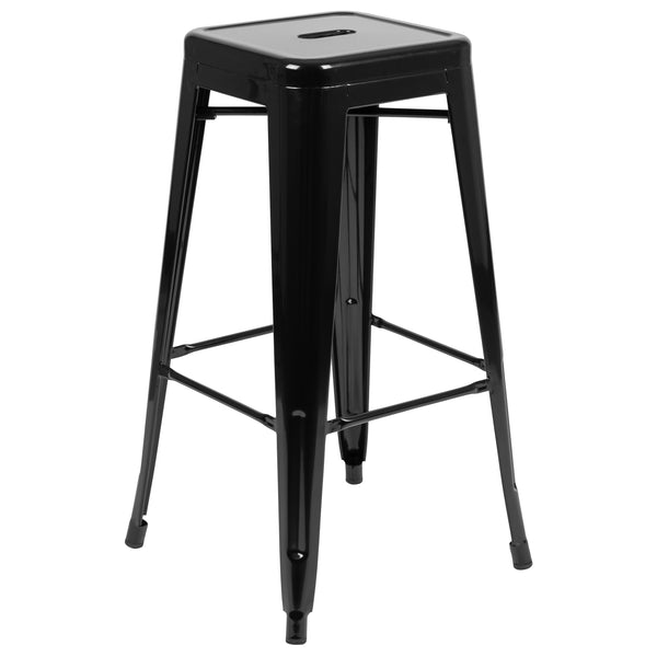 Black |#| 4 Pack 30inch High Metal Indoor Bar Stool - Stackable Stool, Black