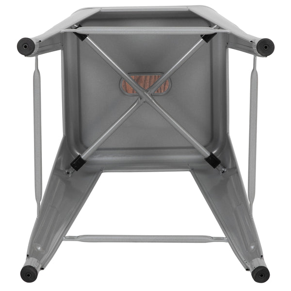 Silver |#| 4 Pack 30inch High Metal Indoor Bar Stool - Stackable Stool, Silver