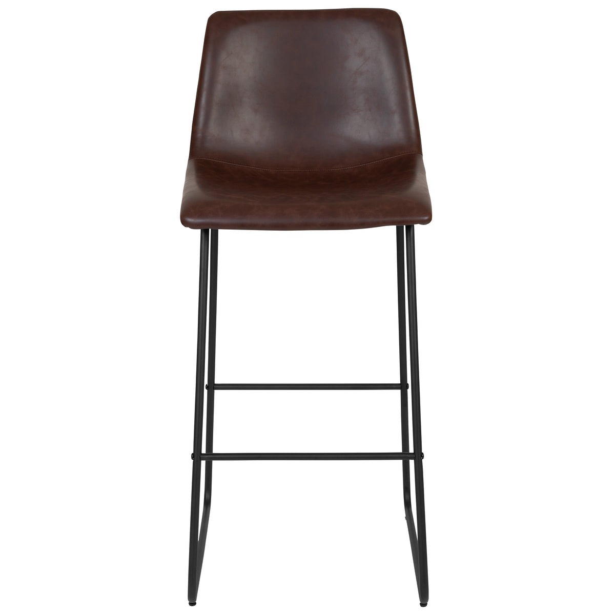 Dark Brown |#| Set of 2 Kitchen Bar Height Stool - 30 Inch Dark Brown LeatherSoft Barstool