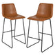 Light Brown |#| Set of 2 Kitchen Bar Height Stool - 30 Inch Light Brown LeatherSoft Barstool