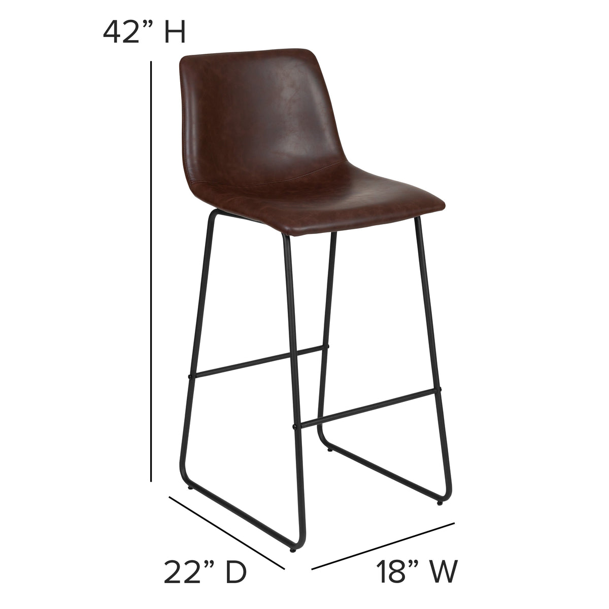 Dark Brown |#| Set of 2 Kitchen Bar Height Stool - 30 Inch Dark Brown LeatherSoft Barstool