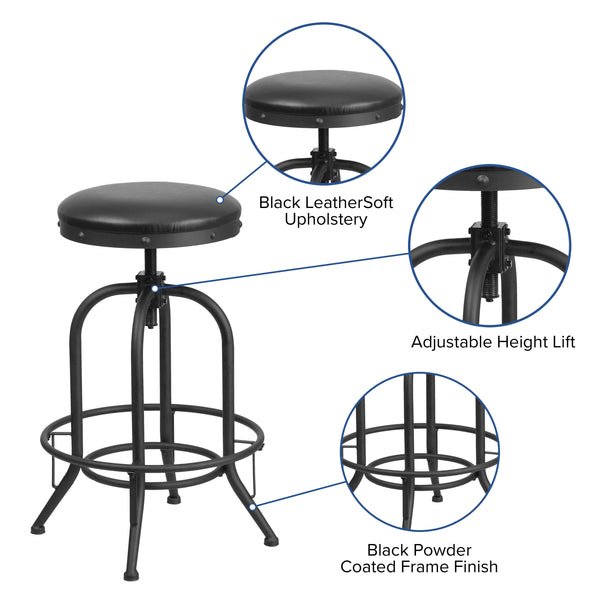 30inch Barstool with Swivel Lift Black LeatherSoft Seat - Kitchen Furniture