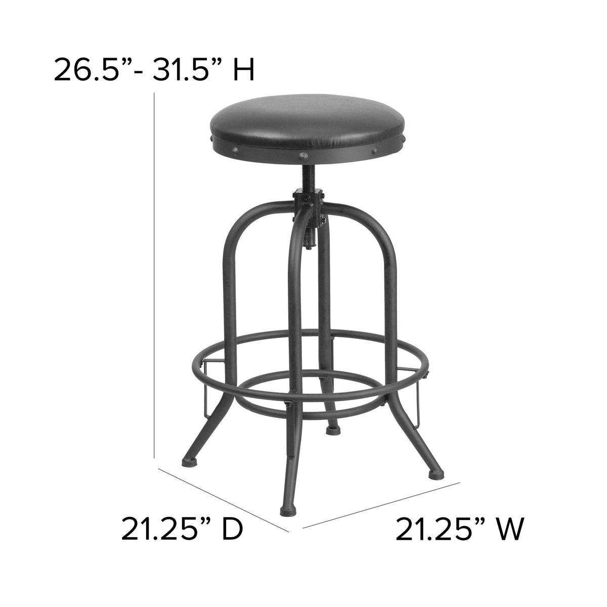 30inch Barstool with Swivel Lift Black LeatherSoft Seat - Kitchen Furniture