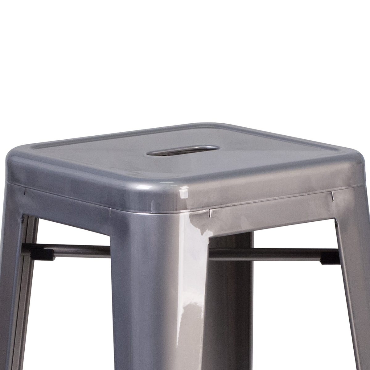 30inch High Backless Clear Coated Metal Indoor Barstool with Square Seat