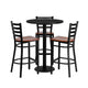 30inch Round Black Laminate Table Set with 3 Metal Barstools - Cherry Wood Seat