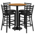 30'' Round Laminate Table Set with Round Base and 4 Ladder Back Metal Barstools