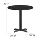 Black Top/Black Vinyl Seat |#| 30inch Round Black Laminate Table with X-Base and 4 Ladder Back Metal Barstools