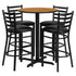 30'' Round Laminate Table Set with X-Base and 4 Ladder Back Metal Barstools