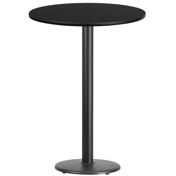 Black |#| 30inch Round Black Laminate Table Top with 18inch Round Bar Height Table Base