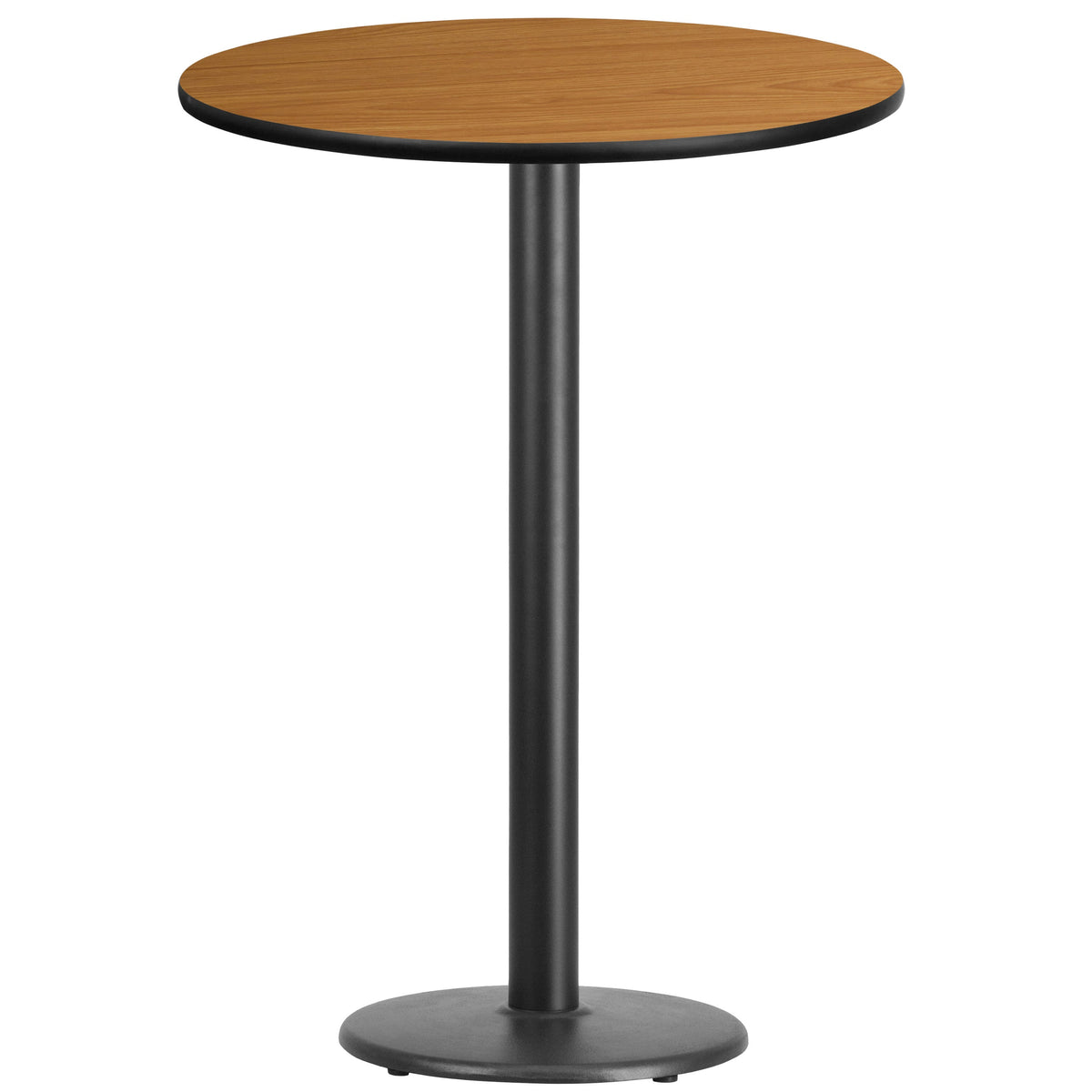 Natural |#| 30inch Round Natural Laminate Table Top with 18inch Round Bar Height Table Base