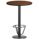 Walnut |#| 30inch Round Walnut Laminate Table Top & 18inch Round Bar Height Base with Foot Ring