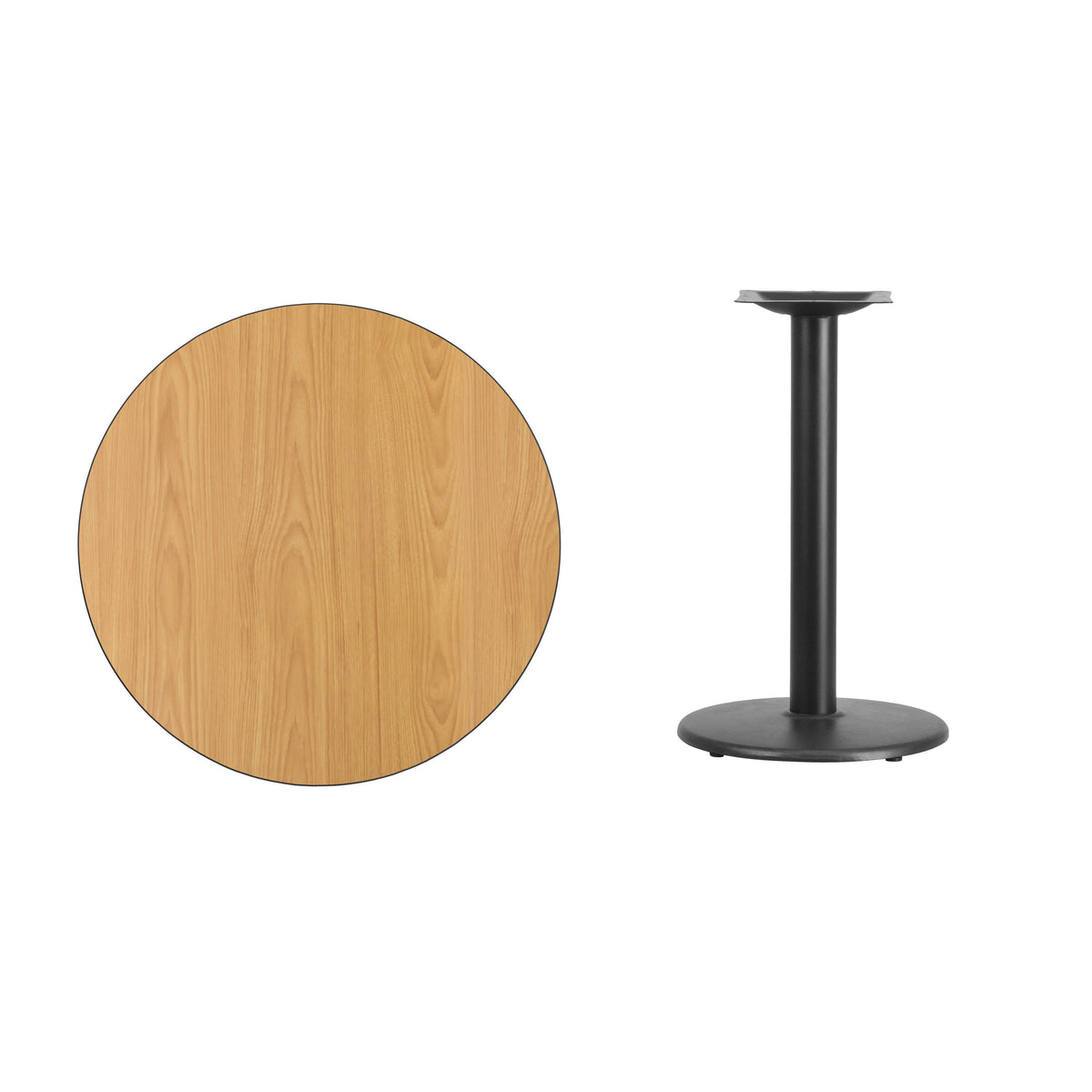 Natural |#| 30inch Round Natural Laminate Table Top with 18inch Round Table Height Base