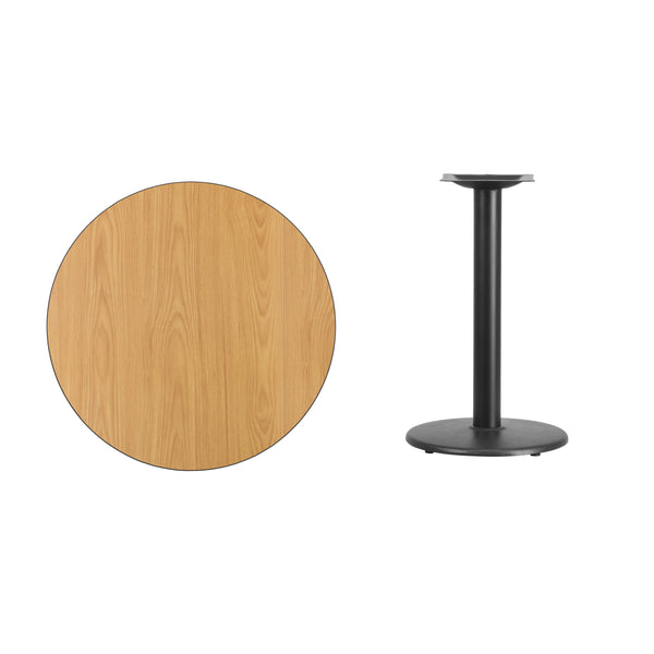 Mahogany |#| 30inch Round Mahogany Laminate Table Top with 18inch Round Table Height Base