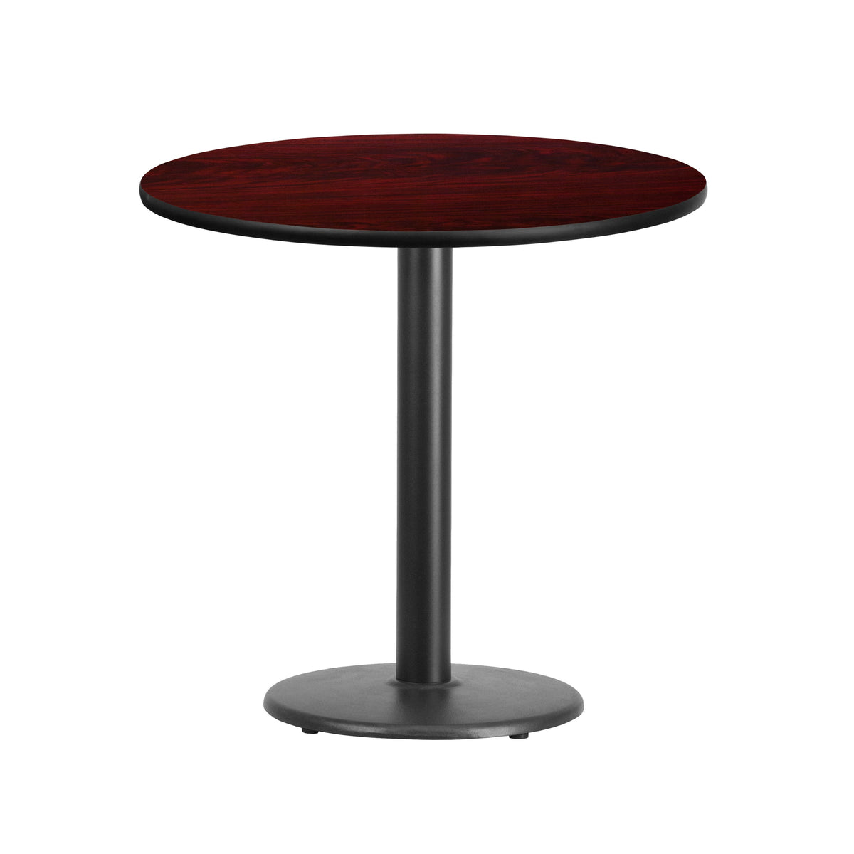 Mahogany |#| 30inch Round Mahogany Laminate Table Top with 18inch Round Table Height Base