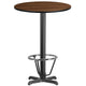 Walnut |#| 30inch Round Walnut Laminate Table Top & 22inchx 22inch Bar Height Base with Foot Ring
