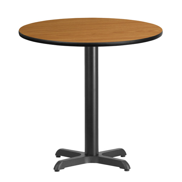 Natural |#| 30inch Round Natural Laminate Table Top with 22inch x 22inch Table Height Base