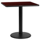 Mahogany |#| 30inch Square Mahogany Laminate Table Top with 18inch Round Table Height Base