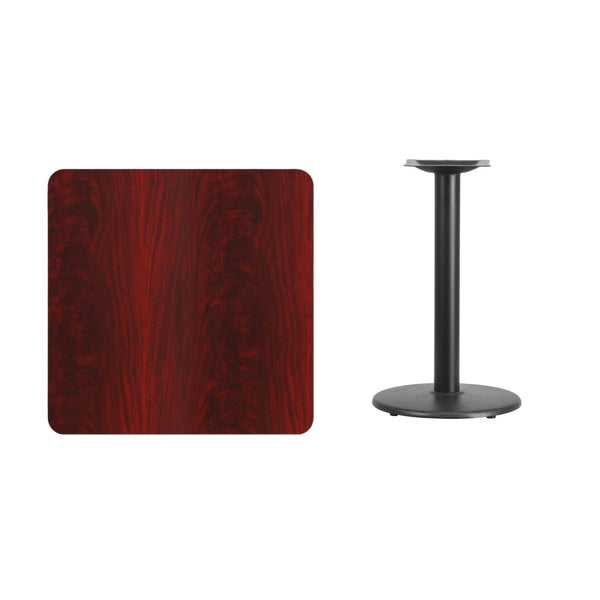 Black |#| 30inch Square Black Laminate Table Top with 18inch Round Table Height Base