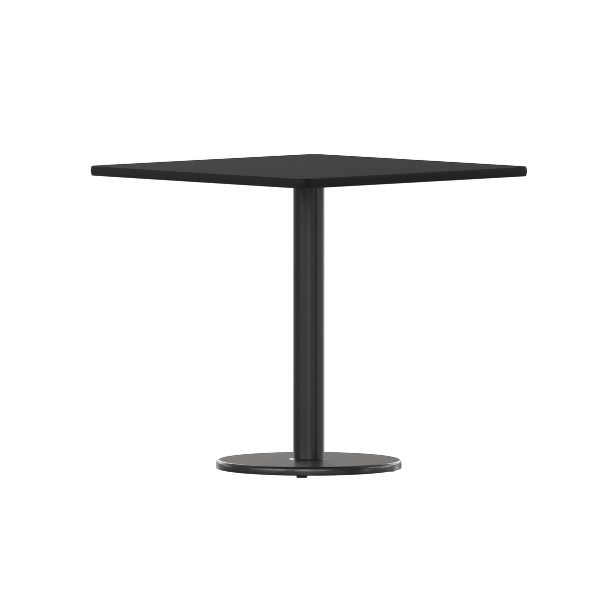 Black |#| 30inch Square Black Laminate Table Top with 18inch Round Table Height Base