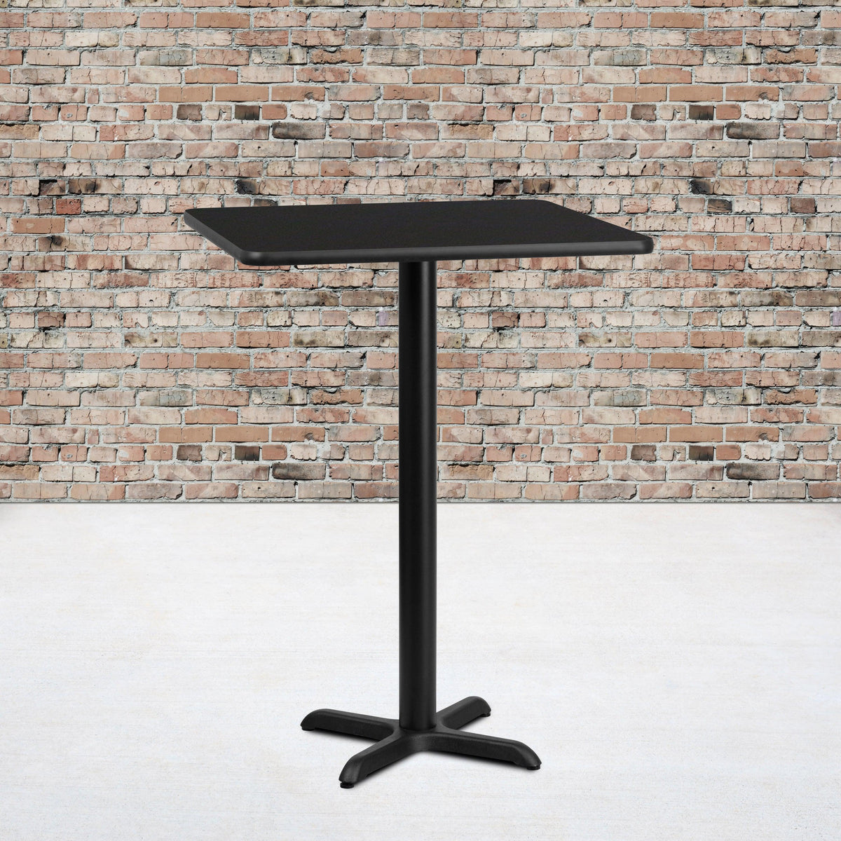 Black |#| 30inch Square Black Laminate Table Top with 22inch x 22inch Bar Height Table Base