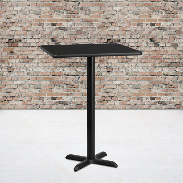Black |#| 30inch Square Black Laminate Table Top with 22inch x 22inch Bar Height Table Base