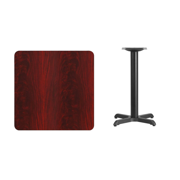 Black |#| 30inch Square Black Laminate Table Top with 22inch x 22inch Table Height Base