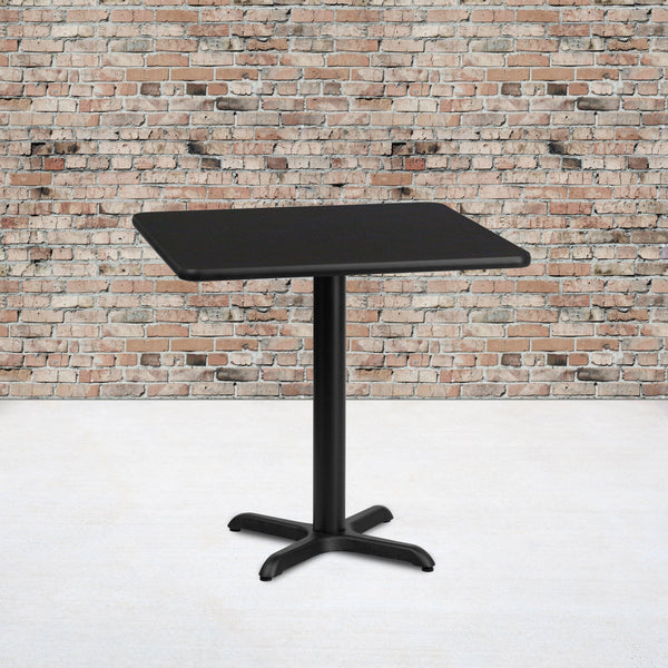 Black |#| 30inch Square Black Laminate Table Top with 22inch x 22inch Table Height Base