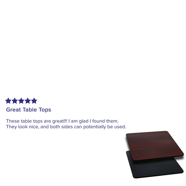 Black/Mahogany |#| 30inch Square Table Top with Black or Mahogany Reversible Laminate Top