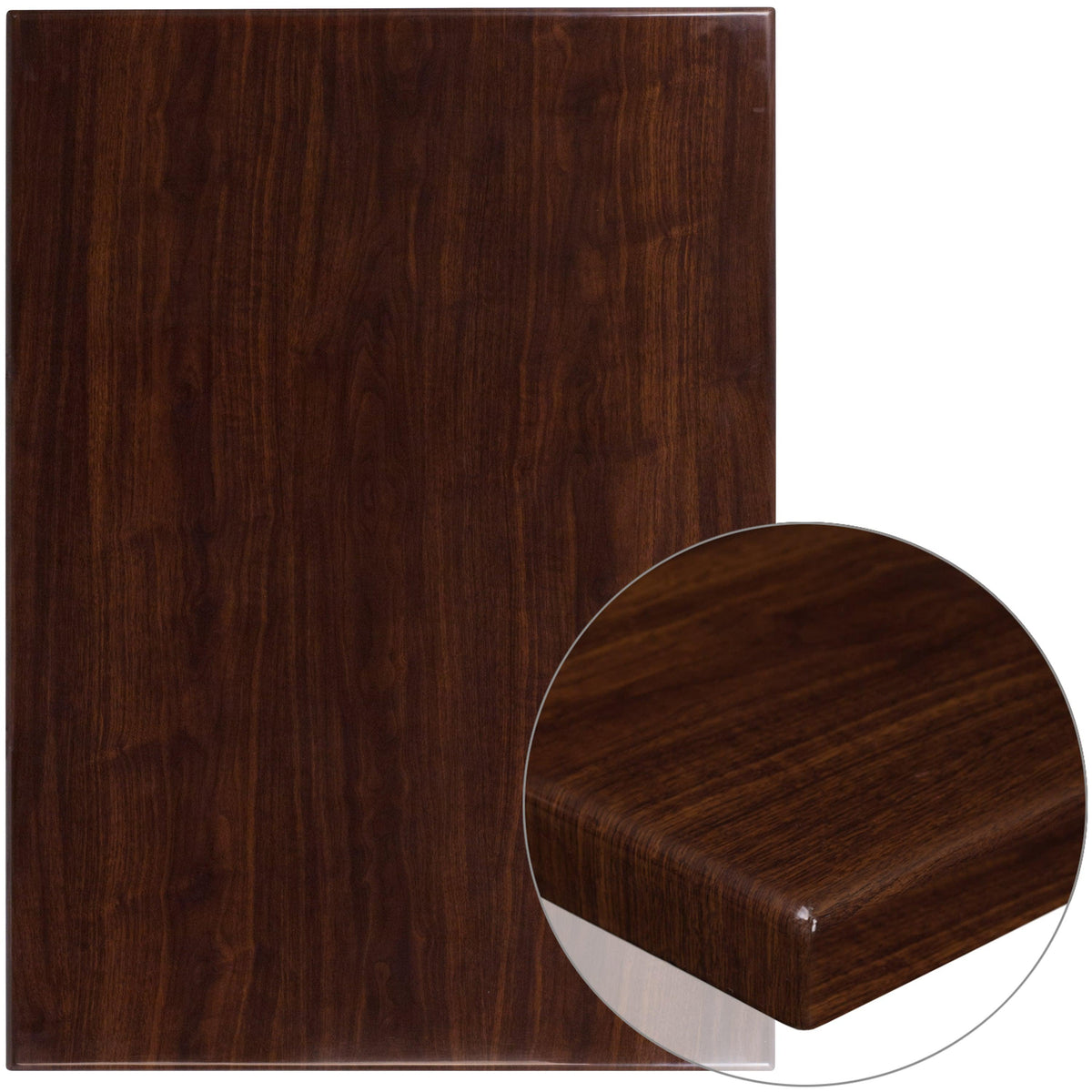 Walnut |#| 30inch x 42inch Rectangular High-Gloss Walnut Resin Table Top with 2inch Thick Edge