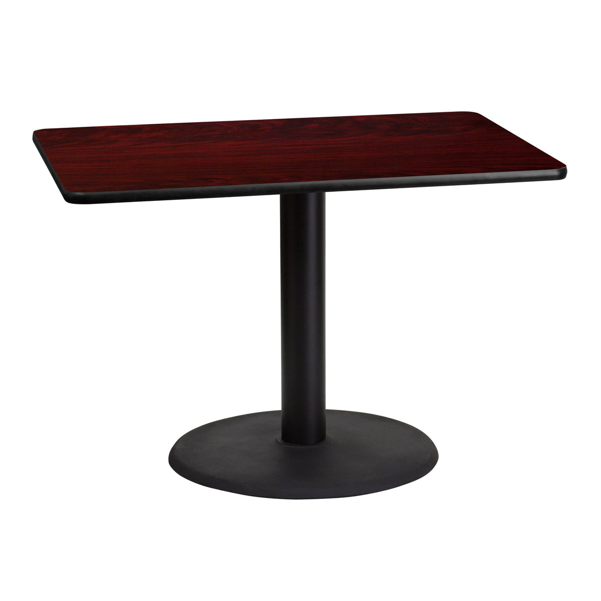 Mahogany |#| 30inch x 42inch Mahogany Laminate Table Top with 24inch Round Table Height Base