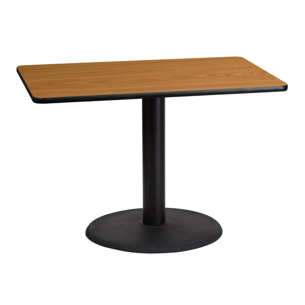 Natural |#| 30inch x 42inch Natural Laminate Table Top with 24inch Round Table Height Base