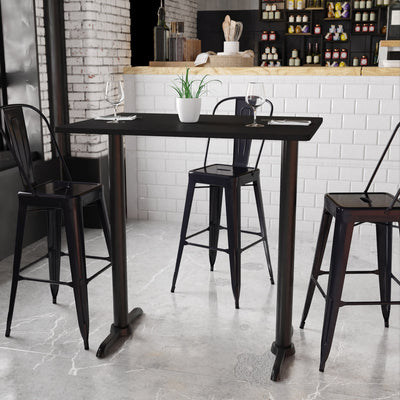 30'' x 42'' Rectangular Laminate Table Top with 5'' x 22'' Bar Height Table Bases - View 2