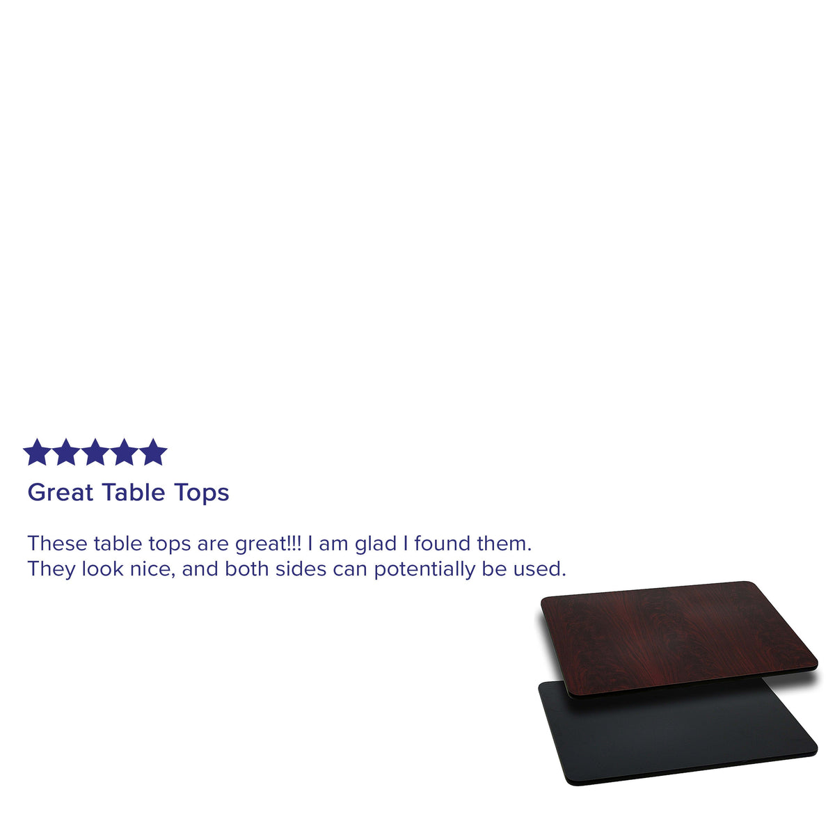 Black/Mahogany |#| 30inch x 42inch Rectangular Table Top with Black or Mahogany Reversible Laminate Top