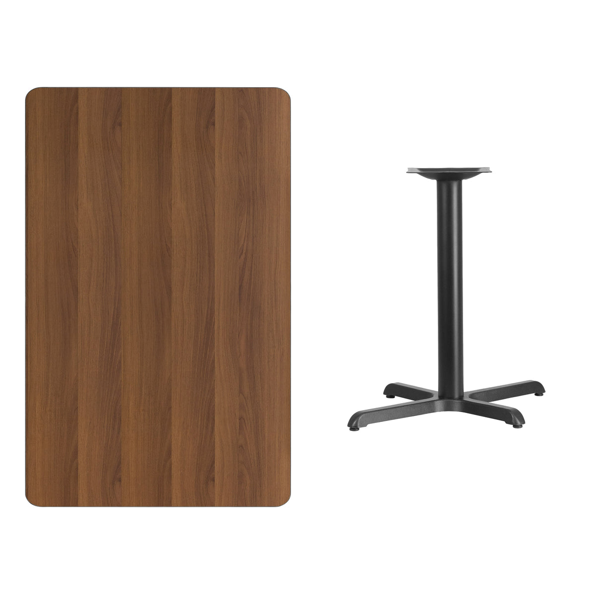 Walnut |#| 30inch x 48inch Rectangular Laminate Table Top & 23.5x29.5 Bar Height Table Base