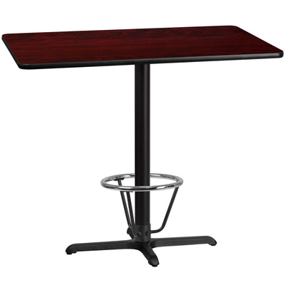 30'' x 48'' Rectangular Laminate Table Top with 23.5'' x 29.5'' Bar Height Table Base and Foot Ring