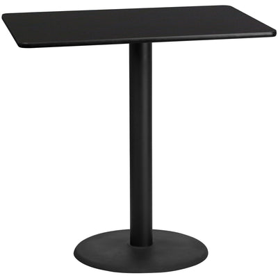 30'' x 48'' Rectangular Laminate Table Top with 24'' Round Bar Height Table Base