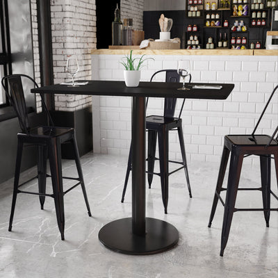 30'' x 48'' Rectangular Laminate Table Top with 24'' Round Bar Height Table Base - View 2