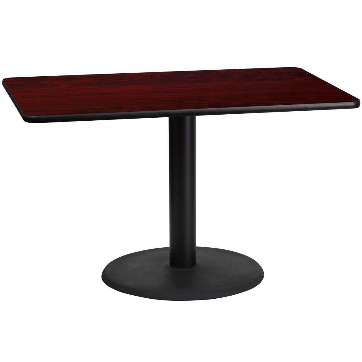 Mahogany |#| 30inch x 48inch Mahogany Laminate Table Top with 24inch Round Table Height Base