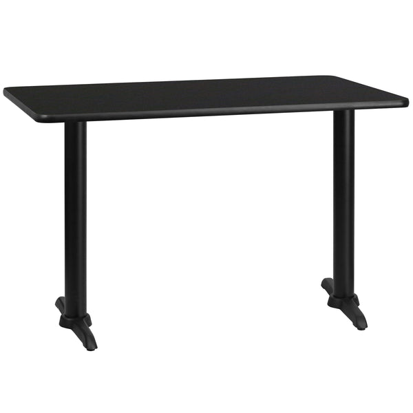 Black |#| 30inch x 48inch Rectangular Black Laminate Table Top with 5inch x 22inch Table Height Bases