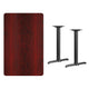 Mahogany |#| 30inch x 48inch Mahogany Laminate Table Top with 5inch x 22inch Table Height Bases