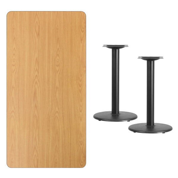 Walnut |#| 30inch x 60inch Rectangular Walnut Laminate Table Top & 18inch Round Table Height Bases