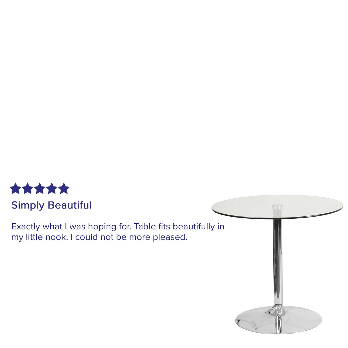 31.5inch Round Glass Table with 29inchH Chrome Base - Pedestal Table - Event Table